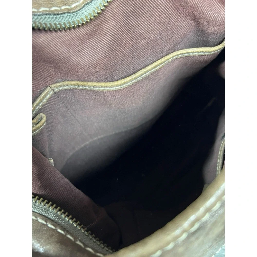 Abercrombie & Fitch Y2K 00's Leather Hobo Shoulder Bag Slouchy‎ Distressed Brown